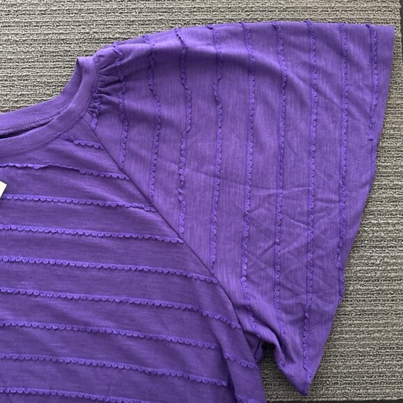 Lane Bryant Shirred Flutter Sleeve Top Plus Size 18/20 Purple Crew Neck New - Picture 6 of 11